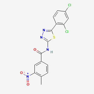 molecular formula C16H10Cl2N4O3S B2570713 N-[5-(2,4-dichlorophenyl)-1,3,4-thiadiazol-2-yl]-4-methyl-3-nitrobenzamide CAS No. 391863-81-3