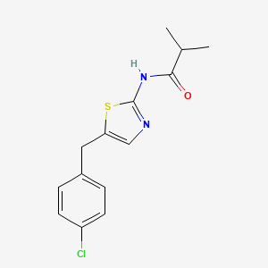 molecular formula C14H15ClN2OS B2570716 N-[5-(4-chlorobenzyl)-1,3-thiazol-2-yl]-2-methylpropanamide CAS No. 476292-52-1