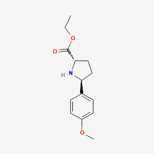 molecular formula C14H19NO3 B2570717 Ethyl (2S,5S)-5-(4-methoxyphenyl)pyrrolidine-2-carboxylate CAS No. 2248182-73-0