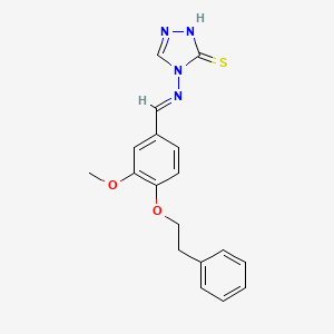 B2570749 (E)-4-((3-methoxy-4-phenethoxybenzylidene)amino)-4H-1,2,4-triazole-3-thiol CAS No. 686284-60-6