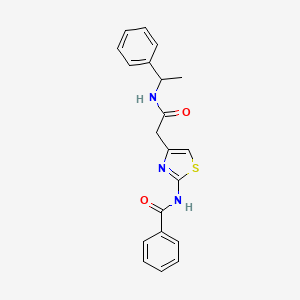 B2570760 N-(4-(2-oxo-2-((1-phenylethyl)amino)ethyl)thiazol-2-yl)benzamide CAS No. 946203-08-3