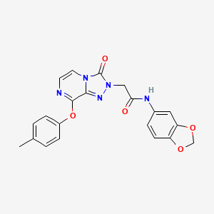 molecular formula C21H17N5O5 B2570830 N-(2H-1,3-benzodioxol-5-yl)-2-[8-(4-methylphenoxy)-3-oxo-2H,3H-[1,2,4]triazolo[4,3-a]pyrazin-2-yl]acetamide CAS No. 1251600-11-9