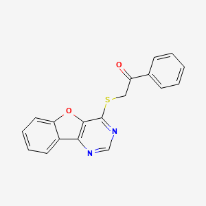 B2570843 2-(Benzofuro[3,2-d]pyrimidin-4-ylthio)-1-phenylethanone CAS No. 848683-44-3