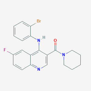 molecular formula C21H19BrFN3O B2570882 N-(2-bromophenyl)-6-fluoro-3-(piperidine-1-carbonyl)quinolin-4-amine CAS No. 1215675-45-8