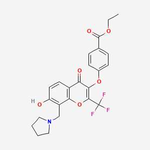 Ethyl 4-[7-hydroxy-4-oxo-8-(pyrrolidin-1-ylmethyl)-2-(trifluoromethyl)chromen-3-yl]oxybenzoate