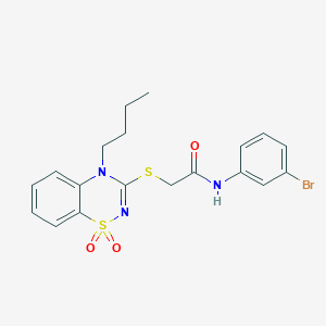 B2570899 N-(3-bromophenyl)-2-((4-butyl-1,1-dioxido-4H-benzo[e][1,2,4]thiadiazin-3-yl)thio)acetamide CAS No. 893790-24-4