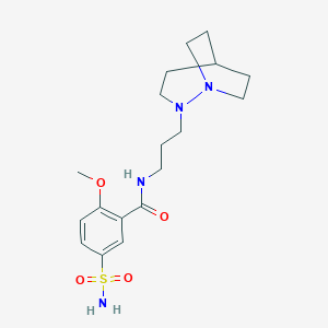 molecular formula C18H28N4O4S B025709 N-(3-(1,2-Diazabicyclo(3.2.2)non-2-yl)propyl)-2-methoxy-5-sulfamoylbenzamide CAS No. 100243-26-3