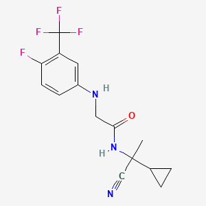 molecular formula C15H15F4N3O B2570928 N-(1-cyano-1-cyclopropylethyl)-2-{[4-fluoro-3-(trifluoromethyl)phenyl]amino}acetamide CAS No. 1252306-14-1