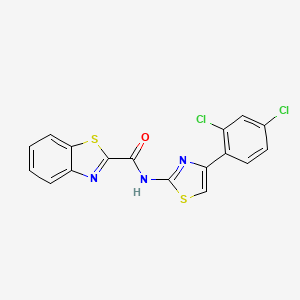 molecular formula C17H9Cl2N3OS2 B2570971 N-[4-(2,4-dichlorophenyl)-1,3-thiazol-2-yl]-1,3-benzothiazole-2-carboxamide CAS No. 477568-86-8