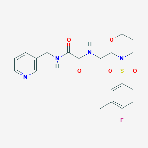 molecular formula C20H23FN4O5S B2570998 N-{[3-(4-fluoro-3-methylbenzenesulfonyl)-1,3-oxazinan-2-yl]methyl}-N'-[(pyridin-3-yl)methyl]ethanediamide CAS No. 872724-91-9