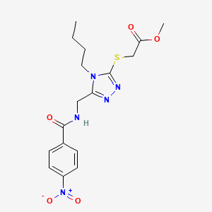 molecular formula C17H21N5O5S B2571025 methyl 2-[(4-butyl-5-{[(4-nitrophenyl)formamido]methyl}-4H-1,2,4-triazol-3-yl)sulfanyl]acetate CAS No. 689749-71-1
