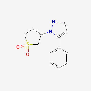 molecular formula C13H14N2O2S B2571069 3-(5-Phenylpyrazol-1-yl)thiolane 1,1-dioxide CAS No. 318958-89-3