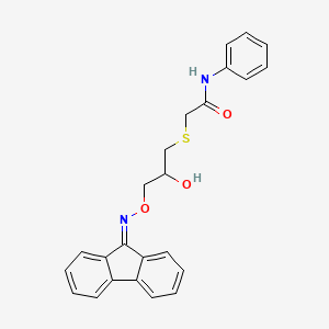 molecular formula C24H22N2O3S B2571082 2-((3-(((9H-fluoren-9-ylidene)amino)oxy)-2-hydroxypropyl)thio)-N-phenylacetamide CAS No. 1040644-57-2