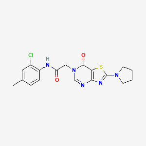 molecular formula C18H18ClN5O2S B2571086 N-(2-chloro-4-methylphenyl)-2-[7-oxo-2-(pyrrolidin-1-yl)-6H,7H-[1,3]thiazolo[4,5-d]pyrimidin-6-yl]acetamide CAS No. 1224012-44-5