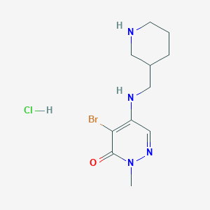 molecular formula C11H18BrClN4O B2571106 4-Bromo-2-methyl-5-{[(piperidin-3-yl)methyl]amino}-2,3-dihydropyridazin-3-one hydrochloride CAS No. 2059948-38-6