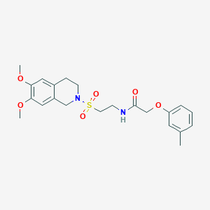 molecular formula C22H28N2O6S B2571151 N-(2-((6,7-dimethoxy-3,4-dihydroisoquinolin-2(1H)-yl)sulfonyl)ethyl)-2-(m-tolyloxy)acetamide CAS No. 921927-17-5