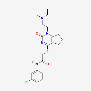 molecular formula C21H27ClN4O2S B2571177 N-(3-chlorophenyl)-2-((1-(2-(diethylamino)ethyl)-2-oxo-2,5,6,7-tetrahydro-1H-cyclopenta[d]pyrimidin-4-yl)thio)acetamide CAS No. 898459-53-5