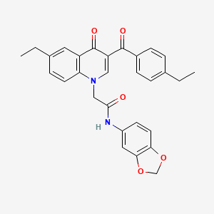 molecular formula C29H26N2O5 B2571183 N-(2H-1,3-benzodioxol-5-yl)-2-[6-ethyl-3-(4-ethylbenzoyl)-4-oxo-1,4-dihydroquinolin-1-yl]acetamide CAS No. 895650-77-8