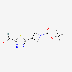 molecular formula C11H15N3O3S B2571187 Tert-butyl 3-(5-formyl-1,3,4-thiadiazol-2-yl)azetidine-1-carboxylate CAS No. 2411219-58-2
