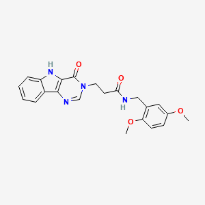 molecular formula C22H22N4O4 B2571191 N-[(2,5-dimethoxyphenyl)methyl]-3-{4-oxo-3H,4H,5H-pyrimido[5,4-b]indol-3-yl}propanamide CAS No. 1189681-63-7
