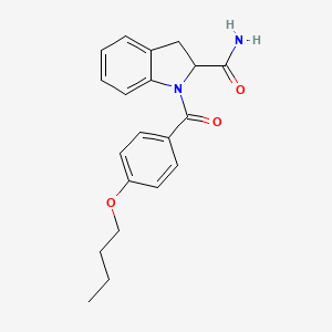 molecular formula C20H22N2O3 B2571235 1-(4-Butoxybenzoyl)indoline-2-carboxamide CAS No. 1103513-94-5