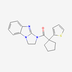 molecular formula C19H19N3OS B2571251 (2,3-dihydro-1H-benzo[d]imidazo[1,2-a]imidazol-1-yl)(1-(thiophen-2-yl)cyclopentyl)methanone CAS No. 1203320-93-7
