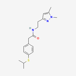 molecular formula C18H25N3OS B2571253 N-(2-(1,5-dimethyl-1H-pyrazol-3-yl)ethyl)-2-(4-(isopropylthio)phenyl)acetamide CAS No. 2034236-28-5