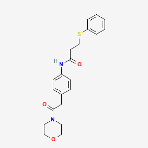 molecular formula C21H24N2O3S B2571281 N-(4-(2-morpholino-2-oxoethyl)phenyl)-3-(phenylthio)propanamide CAS No. 1207005-53-5
