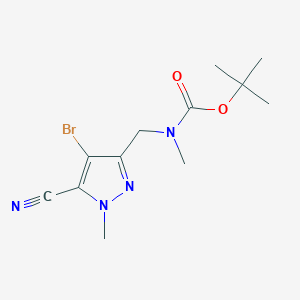 molecular formula C12H17BrN4O2 B2571298 tert-butyl((4-bromo-5-cyano-1-methyl-1H-pyrazol-3-yl)methyl)(methyl)carbamate CAS No. 1454848-24-8