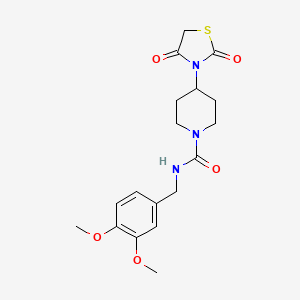 molecular formula C18H23N3O5S B2571323 N-[(3,4-dimethoxyphenyl)methyl]-4-(2,4-dioxo-1,3-thiazolidin-3-yl)piperidine-1-carboxamide CAS No. 1798543-14-2