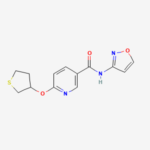 molecular formula C13H13N3O3S B2571333 N-(isoxazol-3-yl)-6-((tetrahydrothiophen-3-yl)oxy)nicotinamide CAS No. 2034394-39-1