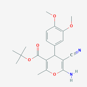 molecular formula C20H24N2O5 B2571339 tert-butyl 6-amino-5-cyano-4-(3,4-dimethoxyphenyl)-2-methyl-4H-pyran-3-carboxylate CAS No. 312519-54-3