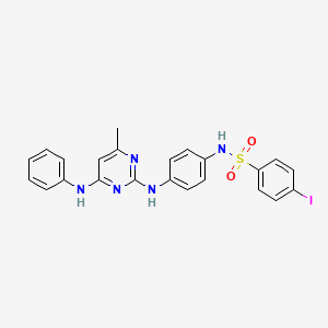 molecular formula C23H20IN5O2S B2571344 N-[4-[(4-anilino-6-methylpyrimidin-2-yl)amino]phenyl]-4-iodobenzenesulfonamide CAS No. 946269-11-0