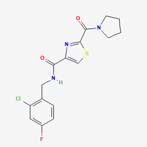 N-(2-chloro-4-fluorobenzyl)-2-(pyrrolidin-1-ylcarbonyl)-1,3-thiazole-4-carboxamide