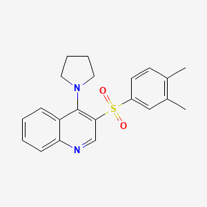 molecular formula C21H22N2O2S B2571364 3-(3,4-Dimethylbenzenesulfonyl)-4-(pyrrolidin-1-yl)quinoline CAS No. 872209-39-7