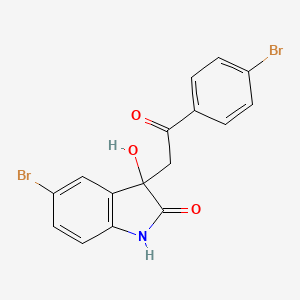 molecular formula C16H11Br2NO3 B2571374 5-Bromo-3-(2-(4-bromophenyl)-2-oxoethyl)-3-hydroxyindolin-2-one CAS No. 300802-19-1