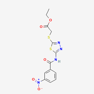 molecular formula C13H12N4O5S2 B2571449 ethyl 2-{[5-(3-nitrobenzamido)-1,3,4-thiadiazol-2-yl]sulfanyl}acetate CAS No. 392318-17-1