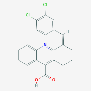 molecular formula C21H15Cl2NO2 B2571466 4-[(3,4-Dichlorophenyl)methylidene]-1,2,3,4-tetrahydroacridine-9-carboxylic acid CAS No. 380436-72-6