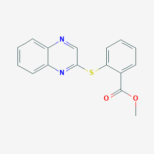 molecular formula C16H12N2O2S B2571480 Methyl 2-(2-quinoxalinylsulfanyl)benzenecarboxylate CAS No. 338394-69-7