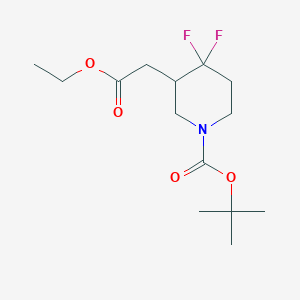 molecular formula C14H23F2NO4 B2571494 tert-butyl 3-(2-Ethoxy-2-oxoethyl)-4,4-difluoropiperidine-1-carboxylate CAS No. 1864052-94-7