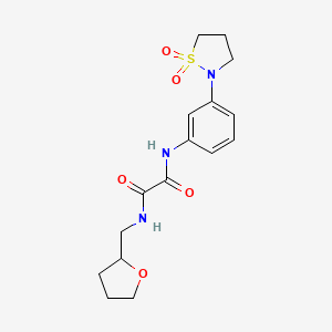 molecular formula C16H21N3O5S B2571512 N'-[3-(1,1-dioxo-1lambda6,2-thiazolidin-2-yl)phenyl]-N-[(oxolan-2-yl)methyl]ethanediamide CAS No. 1105247-22-0