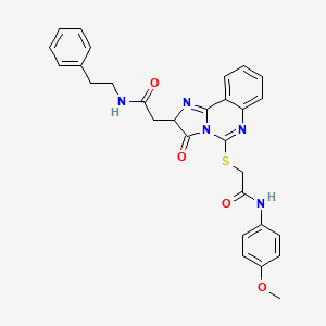molecular formula C29H27N5O4S B2571528 N-(4-methoxyphenyl)-2-((3-oxo-2-(2-oxo-2-(phenethylamino)ethyl)-2,3-dihydroimidazo[1,2-c]quinazolin-5-yl)thio)acetamide CAS No. 959564-84-2