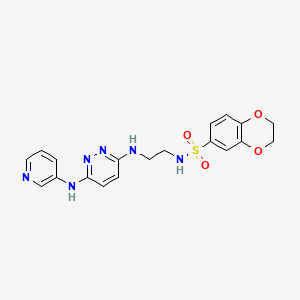 molecular formula C19H20N6O4S B2571537 N-(2-((6-(pyridin-3-ylamino)pyridazin-3-yl)amino)ethyl)-2,3-dihydrobenzo[b][1,4]dioxine-6-sulfonamide CAS No. 1021259-42-6