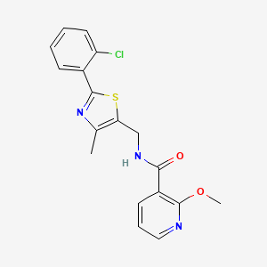 molecular formula C18H16ClN3O2S B2571540 N-((2-(2-chlorophenyl)-4-methylthiazol-5-yl)methyl)-2-methoxynicotinamide CAS No. 1421467-86-8