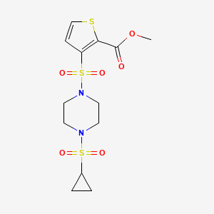 molecular formula C13H18N2O6S3 B2571577 Methyl 3-((4-(cyclopropylsulfonyl)piperazin-1-yl)sulfonyl)thiophene-2-carboxylate CAS No. 1219902-53-0