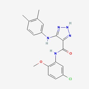 molecular formula C18H18ClN5O2 B2571602 N-(5-chloro-2-methoxyphenyl)-5-[(3,4-dimethylphenyl)amino]-1H-1,2,3-triazole-4-carboxamide CAS No. 1260928-74-2