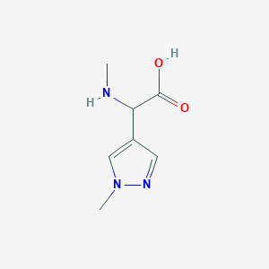 molecular formula C7H11N3O2 B2571645 2-(1-Methyl-1H-pyrazol-4-yl)-2-(methylamino)acetic acid CAS No. 1218519-32-4
