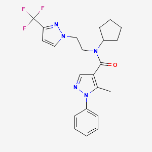 N-cyclopentyl-5-methyl-1-phenyl-N-(2-(3-(trifluoromethyl)-1H-pyrazol-1-yl)ethyl)-1H-pyrazole-4-carboxamide