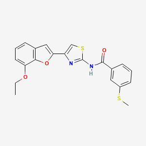 molecular formula C21H18N2O3S2 B2571702 N-(4-(7-ethoxybenzofuran-2-yl)thiazol-2-yl)-3-(methylthio)benzamide CAS No. 921798-16-5