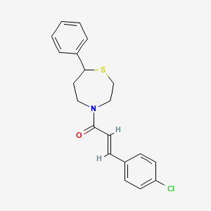 molecular formula C20H20ClNOS B2571724 (E)-3-(4-chlorophenyl)-1-(7-phenyl-1,4-thiazepan-4-yl)prop-2-en-1-one CAS No. 1798409-84-3